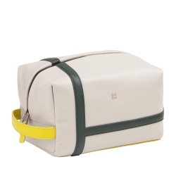 DUDU Beauty Case Uomo Donna in Pelle con Cerniera – Design Ispirato al Tennis con Maniglia Laterale per Viaggio, Palestra e Uso Quotidiano - Img 2