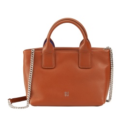 DUDU Borsa Donna Piccola a Tracolla in Vera Pelle, Borsa Mini Bag da Sera Elegante, 22 x 13 cm, Doppi Manici, Tracolla a Catena, Chiusura Zip