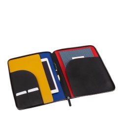 DUDU Cartella Portadocumenti A4 in Pelle Portablocco da Ufficio Cartellina Porta Tablet iPad Multicolore con Zip - Img 5