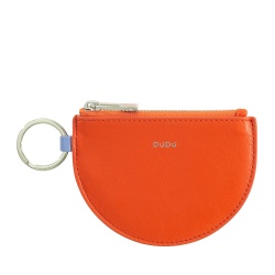 DUDU Mini Portamonete in Pelle per Donna con Cerniera Zip e Portachiavi Bicolore Slim Design
