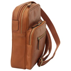 Messenger in pelle con chiusura a zip (Piccola). Marrone Coloniale - Img 3