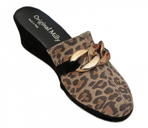 PANTOFOLA DONNA MILLY IN CAMOSCIO STAMPA LEOPARDO ARTIGIANALE MADE IN ITALY - Img 5