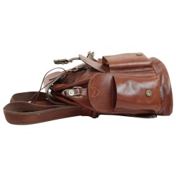Zaino in pelle con 3 tasche frontali. Marrone - Img 4