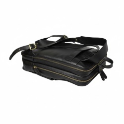 Zaino in pelle con fascia per trolley - nero - Img 3