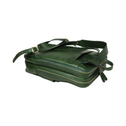 Zaino in pelle con fascia per trolley - verde - Img 6