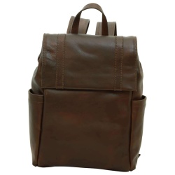 Zaino per laptop in pelle. Marrone Scuro