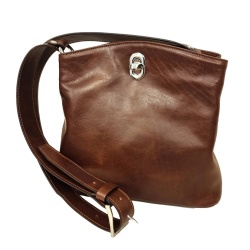 Borsa a secchiello in pelle - castagna