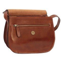 Borsa a tracolla di vitello pieno fiore. marrone - Img 2