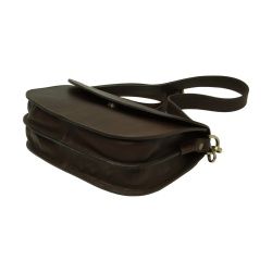 Borsa a tracolla due fianchi in vitello pieno fiore-Marrone Scuro - Img 6