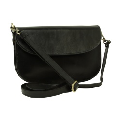 Borsa a tracolla due fianchi in vitello pieno fiore-Nero - Img 4