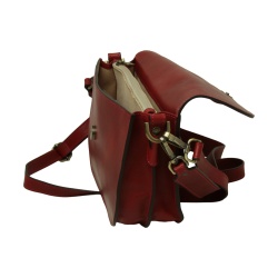 Borsa a tracolla due fianchi in vitello pieno fiore-Rosso - Img 4