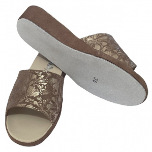 CIABATTA DONNA MILLY IN CAMOSCIO STAMPA FIORI ARTIGIANALE MADE IN ITALY - Img 3