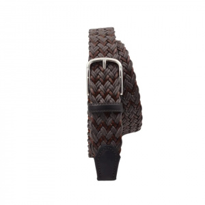 CINTURA UOMO 3,5 CM EXTRA LARGE BICOLORE INTRECCIATA IN CUOIO E TESSUTO ORIONE BELTS ARTIGIANALE MADE IN ITALY - Img 2