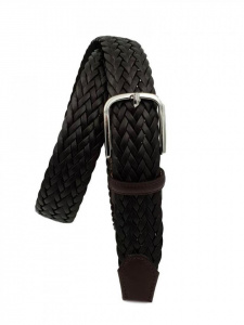 CINTURA UOMO 3,5 CM EXTRA LARGE INTRECCIATA IN CUOIO ORIONE BELTS ARTIGIANALE MADE IN ITALY - Img 2