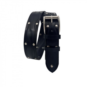 CINTURA UOMO 4 CM IN CUOIO ABRASIVATO CON BORCHIE ORIONE BELTS ARTIGIANALE MADE IN ITALY - Img 2