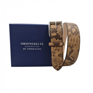 CINTURA UOMO 4 CM IN PITONE ORIONE BELTS ARTIGIANALE MADE IN ITALY - Img 6