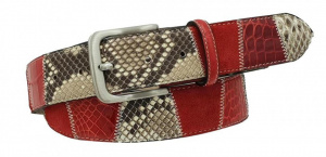 CINTURA UOMO 4 CM PATCHWORK ORIONE BELTS IN PITONE-COCCODRILLO-CAMOSCIO ARTIGIANALE MADE IN ITALY