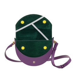 DUDU Borsa Donna a Tracolla in Vera Pelle, Mezzaluna Rigida, Made in Italy, Borsetta con Patta e Doppia Tracolla, Chiusura Magnetica - Img 3