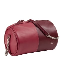 DUDU Borsa Donna Cilindrica in Pelle, Borsa a Tracolla con Catena e Pelle, Borsa a Cilindro Piccola Fashion Elegante con Cerniera - Img 2