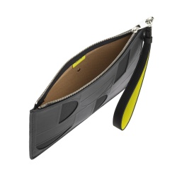 DUDU Bustina da Polso in Pelle e Tessuto con Cerniera – Busta Pochette Uomo Donna Elegante e Compatta con Laccetto Removibile - Img 3