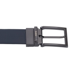 DUDU Cintura Reversibile Uomo in Pelle, Made in Italy, Regolabile e con Fibbia Girevole, Pelle con un Lato Stampato e un Lato Liscio - Img 4