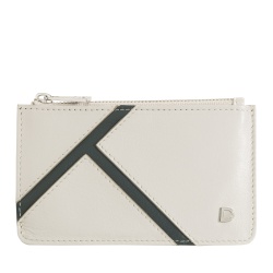 DUDU Porta Carte in Vera Pelle con Zip – Sottile, Portamonete, Porta Tessere – Design Ispirato al Tennis, Linee a Contrasto, Compatto e Unisex