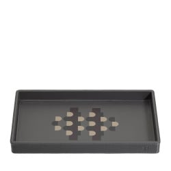DUDU Vassoio Portaoggetti in Legno Rivestito in Vera Pelle, Vassoio Decorativo per la Casa, 27 x 15 cm, Accessorio di Home Design - Img 2