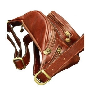 MARSUPIO IN PELLE MODELLO 5 TASCHE OLD ANGLER FIRENZE - Img 2