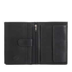 Nuvola Pelle Portafoglio Uomo Verticale in Pelle – Elegante Portafogli Bifold con Portamonete, Chiusura Interna a Linguetta, Scomparti Carte Tessere e Tasca Zip