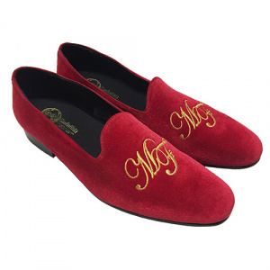 PANTOFOLE UOMO CHIUSE IN VELLUTO PERSONALIZZABILI CON INIZIALI GAROFALO GIANBATTISTA ARTIGIANALI MADE IN ITALY - Img 4