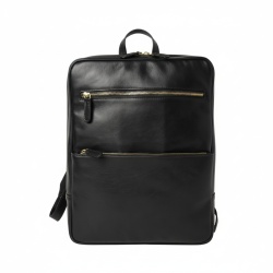 Zaino in pelle con fascia per trolley - nero
