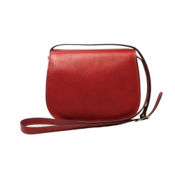 Borsa a tracolla da donna in pelle di vitello pieno fiore-Rosso