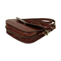 Borsa a tracolla due fianchi in vitello pieno fiore-Mogano - Img 5