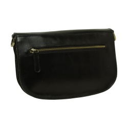 Borsa a tracolla due fianchi in vitello pieno fiore-Nero - Img 2