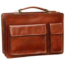 Cartella in pelle con 2 tasche frontali. Marrone - Img 1