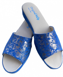 CIABATTA DONNA MILLY IN CAMOSCIO STAMPA FIORI ARTIGIANALE MADE IN ITALY - Img 4