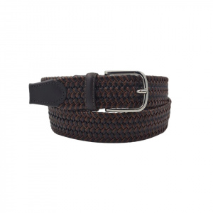 CINTURA UOMO 3,5 CM ELASTICA INTRECCIATA IN CUOIO E TESSUTO ORIONE BELTS ARTIGIANALE MADE IN ITALY