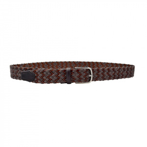 CINTURA UOMO 3,5 CM EXTRA LARGE BICOLORE INTRECCIATA IN CUOIO E TESSUTO ORIONE BELTS ARTIGIANALE MADE IN ITALY - Img 3