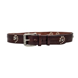 CINTURA UOMO 4 CM IN CUOIO DI TORO BORCHIATO A SPIRALI ORIONE BELTS ARTIGIANALE MADE IN ITALY - Img 3