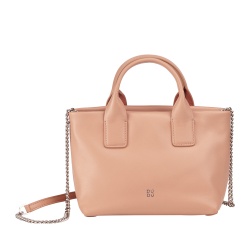 DUDU Borsa Donna Piccola a Tracolla in Vera Pelle, Borsa Mini Bag da Sera Elegante, 22 x 13 cm, Doppi Manici, Tracolla a Catena, Chiusura Zip