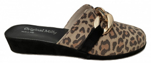 PANTOFOLA DONNA MILLY IN CAMOSCIO STAMPA LEOPARDO ARTIGIANALE MADE IN ITALY - Img 5