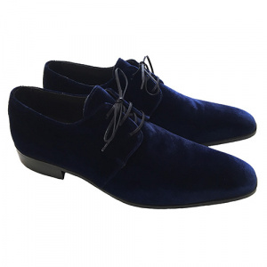 SCARPE LUSSO UOMO STRINGATE IN VELLUTO GAROFALO GIANBATTISTA ARTIGIANALI MADE IN ITALY - Img 2