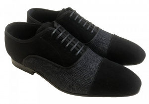 SCARPE UOMO STRINGATE IN CAMOSCIO E TESSUTO GAROFALO GIANBATTISTA ARTIGIANALI MADE IN ITALY - Img 2