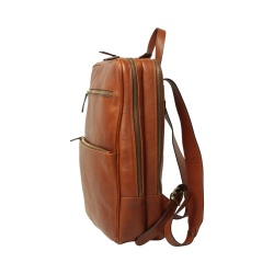 Zaino in pelle con fascia per trolley-Teak - Img 4