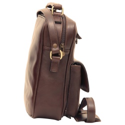 Borsa a tracolla con tasca frontale. Marrone Scuro - Img 4