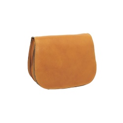 Borsa a tracolla da donna in pelle di vitello pieno fiore-Ocra - Img 4