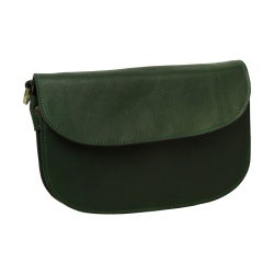 Borsa a tracolla due fianchi in vitello pieno fiore-Verde