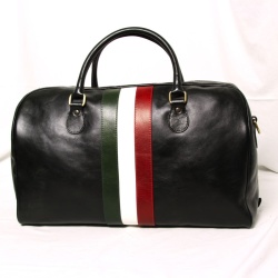 Borsa da viaggio in pelle pieno fiore - nero con bandiera Italia