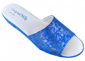 CIABATTA DONNA MILLY IN CAMOSCIO STAMPA FIORI ARTIGIANALE MADE IN ITALY - Img 5