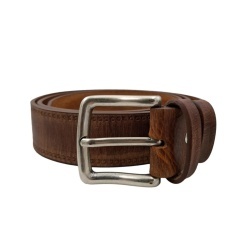 CINTURA UOMO 4 CM IN CUOIO DI TORO SABBIATO DESERT ROSE ORIONE BELTS ARTIGIANALE MADE IN ITALY - Img 4